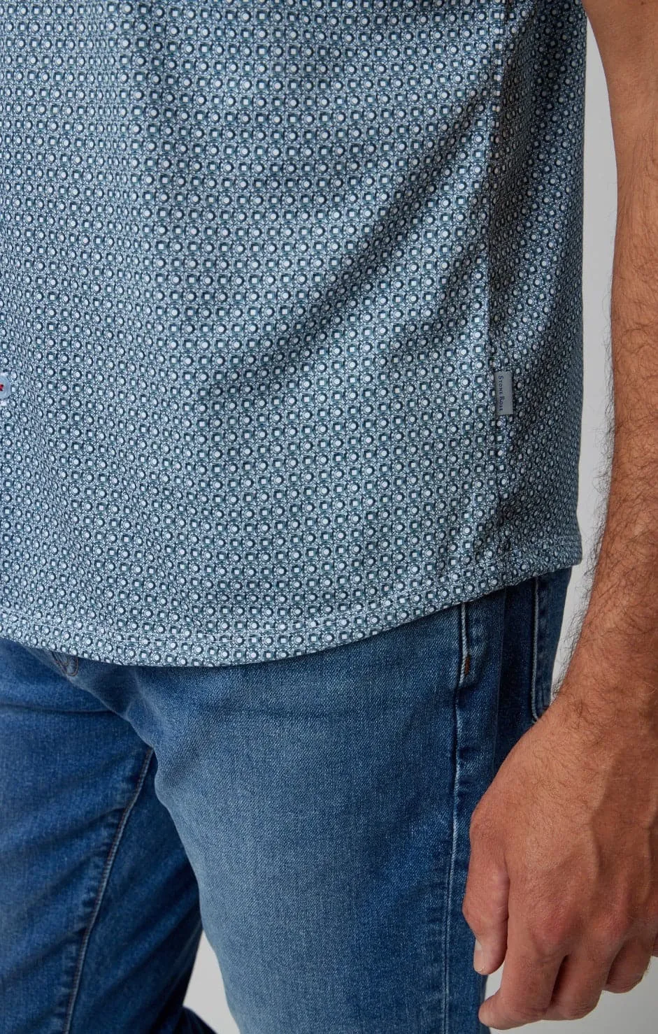 Luxurious Aqua Gemstone Short Sleeve Comfort Shirt