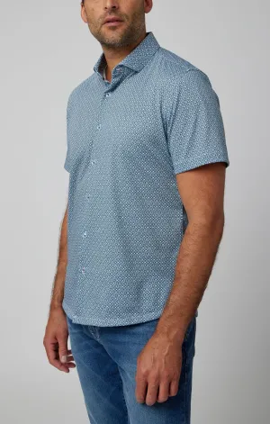 Luxurious Aqua Gemstone Short Sleeve Comfort Shirt