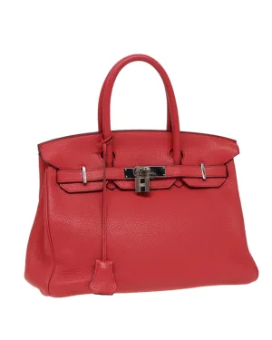 Luxurious Taurillon Clemence Leather Handbag with Padlock and Key