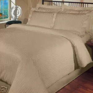 Luxury 1000TC 100% Egyptian Cotton Duvet Cover - King/Cal King Striped in Taupe