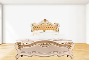 Luxury European Style Solid Teak Wood Hand Carving Bed
