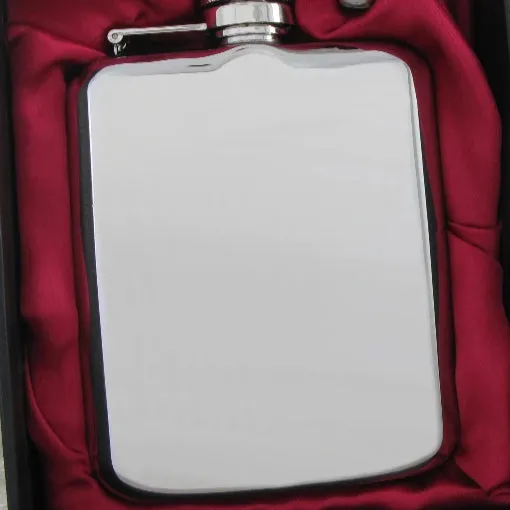 Luxury Hip Flask 6oz Shiny Steel