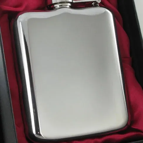 Luxury Hip Flask 6oz Shiny Steel