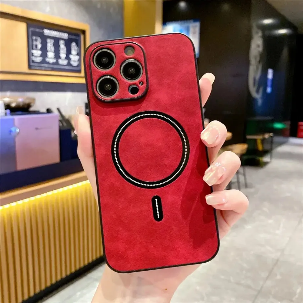 Luxury MagSafe Wireless Leather Phone Case for iPhone 15 Plus & More
