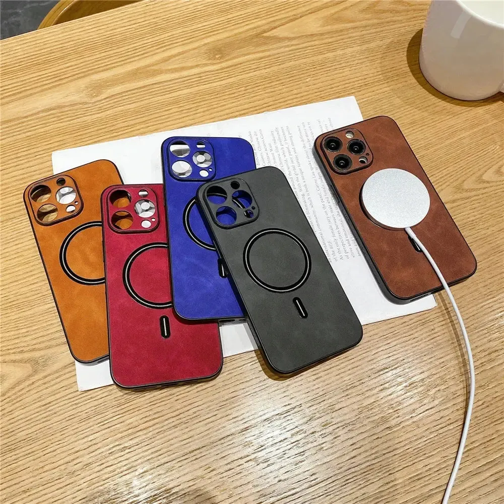 Luxury MagSafe Wireless Leather Phone Case for iPhone 15 Plus & More
