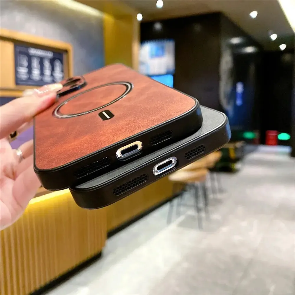 Luxury MagSafe Wireless Leather Phone Case for iPhone 15 Plus & More