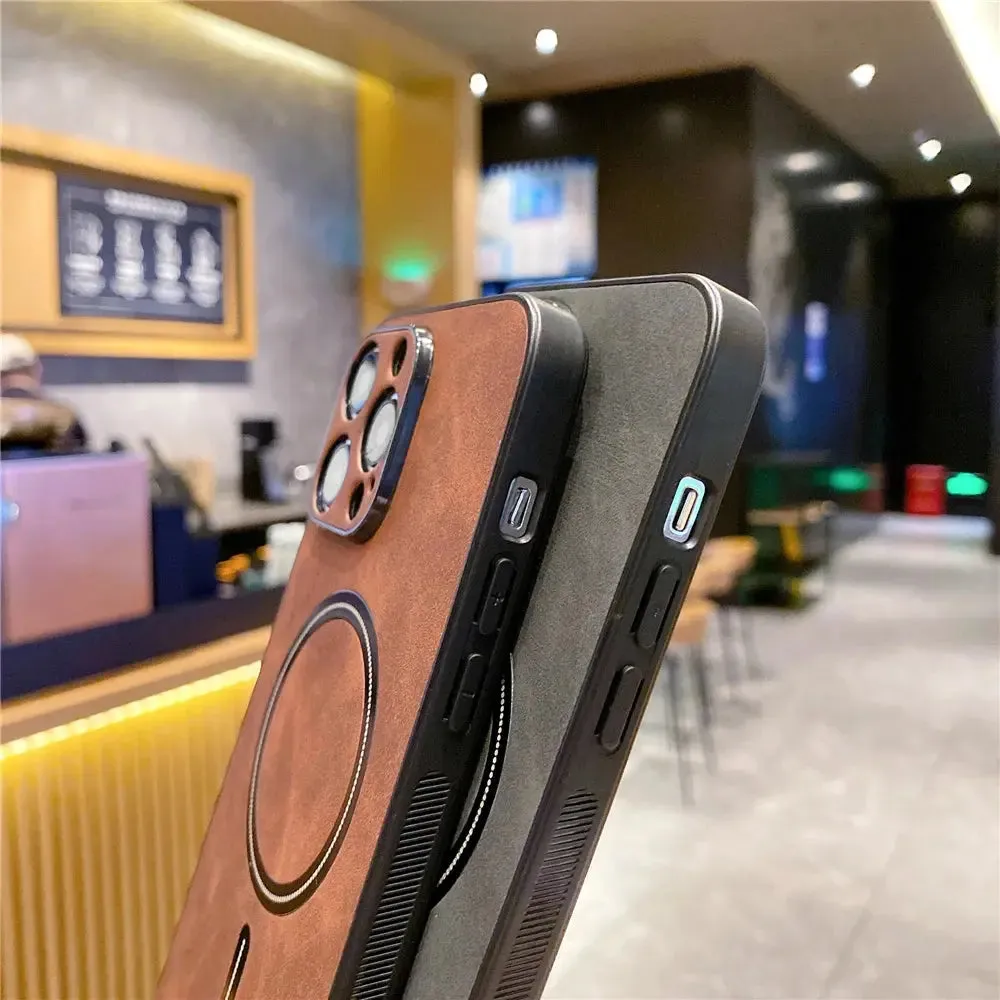Luxury MagSafe Wireless Leather Phone Case for iPhone 15 Plus & More