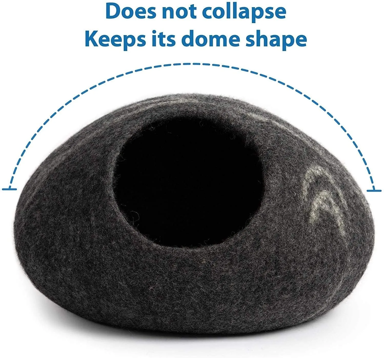 LUXURY Premium Felt Cat Bed Cave DARK GREY  House ( large/Xl-44-48Cm)  Handmade 100% Merino Wool Bed for Cats and Kittens
