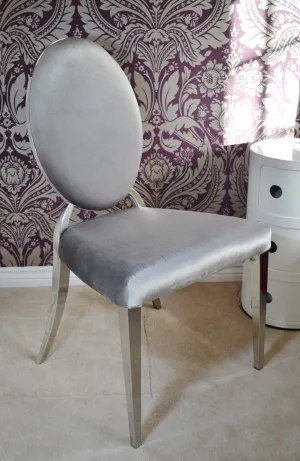 Luxury Silver Oval Back Glamour Chrome Art Deco Shabby Chic Wedding Reception Dressing Dining Chair