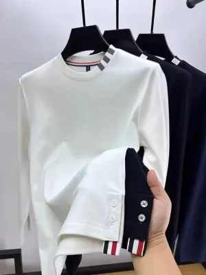 Luxury Velvet Long Sleeve Pullover T-Shirt for Men