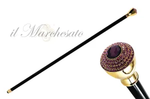Luxury Walkingstick - Fuchsia Crystals Knob