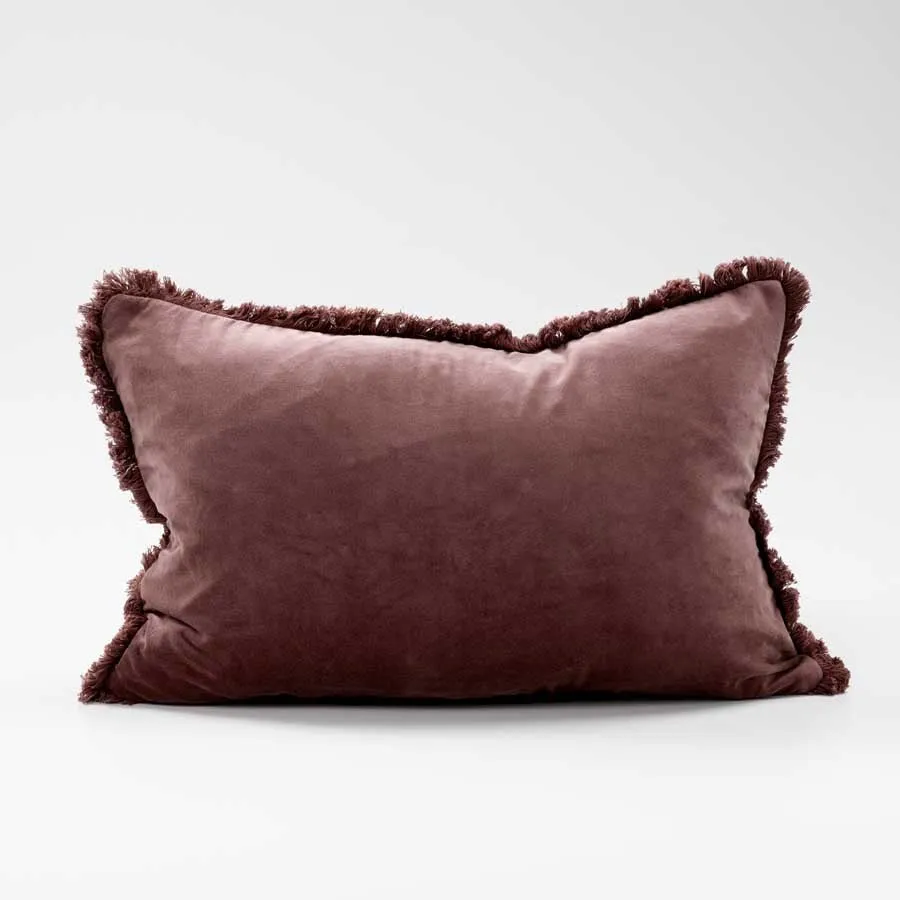 Lynette Boho Velvet Cushion - Chocolate