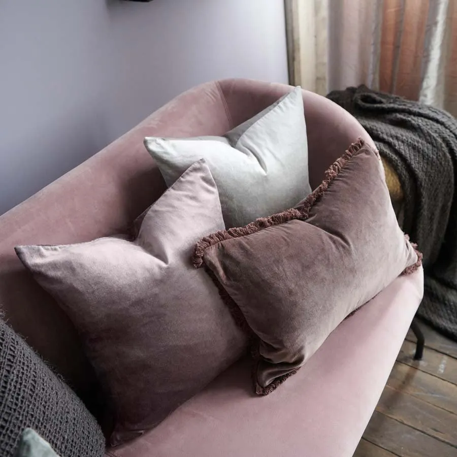 Lynette Boho Velvet Cushion - Chocolate