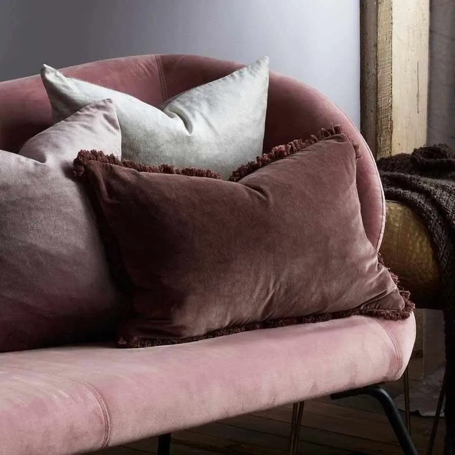 Lynette Boho Velvet Cushion - Chocolate