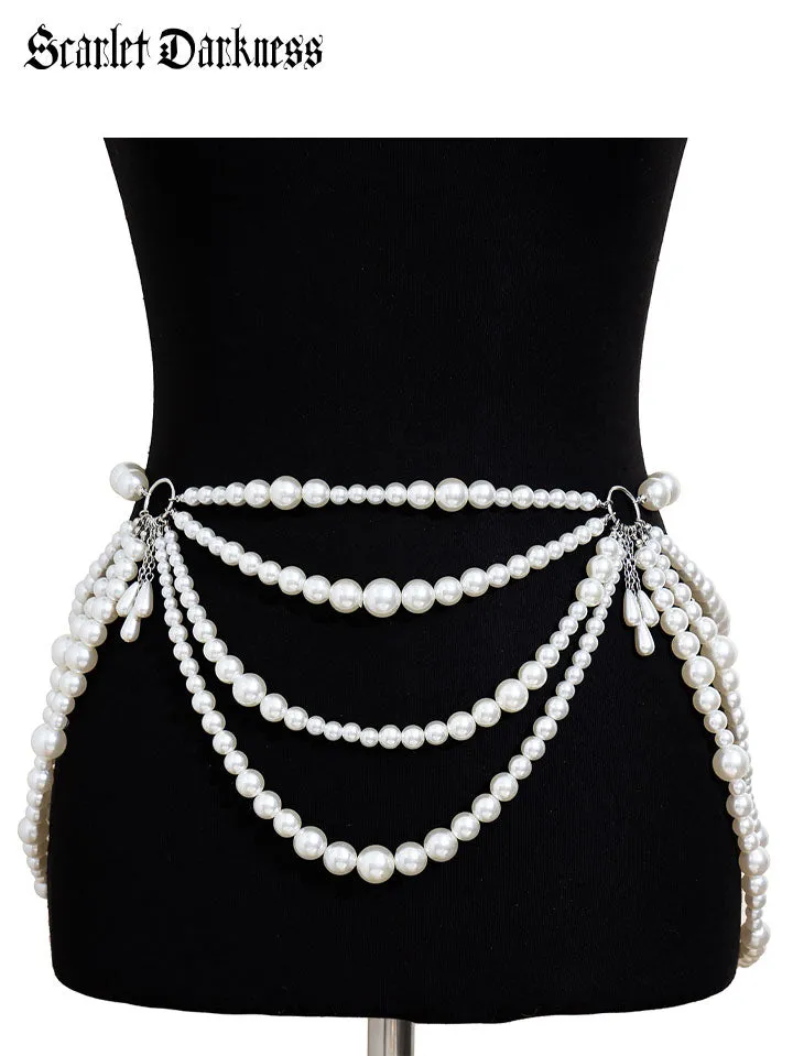Madam Butterfly's Retro Pearl Waist Chain