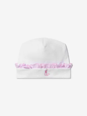 Magnolia Baby Baby Girls Princess Swan Embroidered Ruffle Hat in White