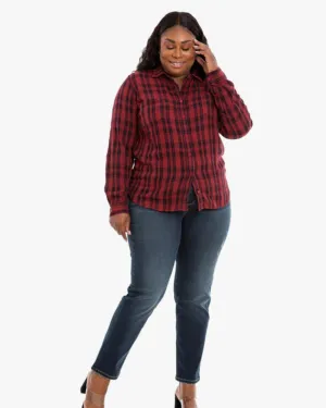 Makena Plaid Western Shirt | BURGUNDY