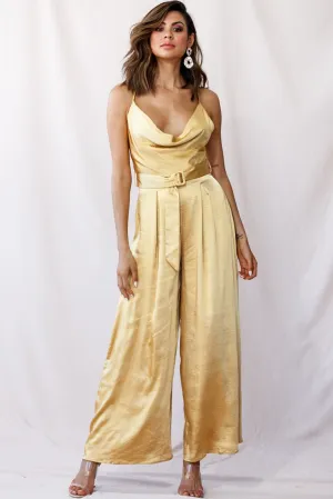 Mali Wide Leg Belted Jumpsuit Mustard