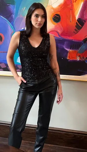 Malone Sequin Top - Black