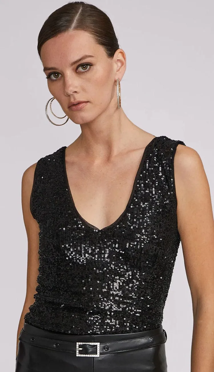 Malone Sequin Top - Black