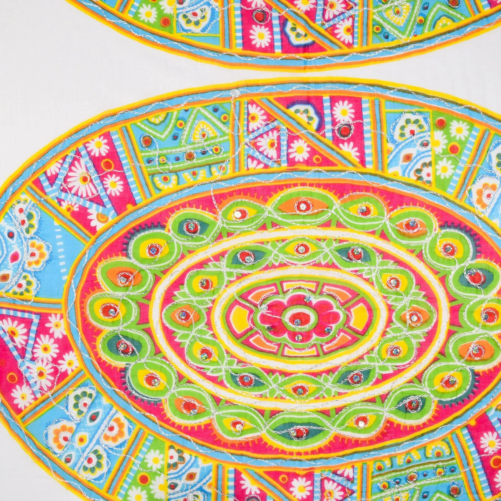 Mandala Embroidered Cotton Sarong Bikini Cover Up