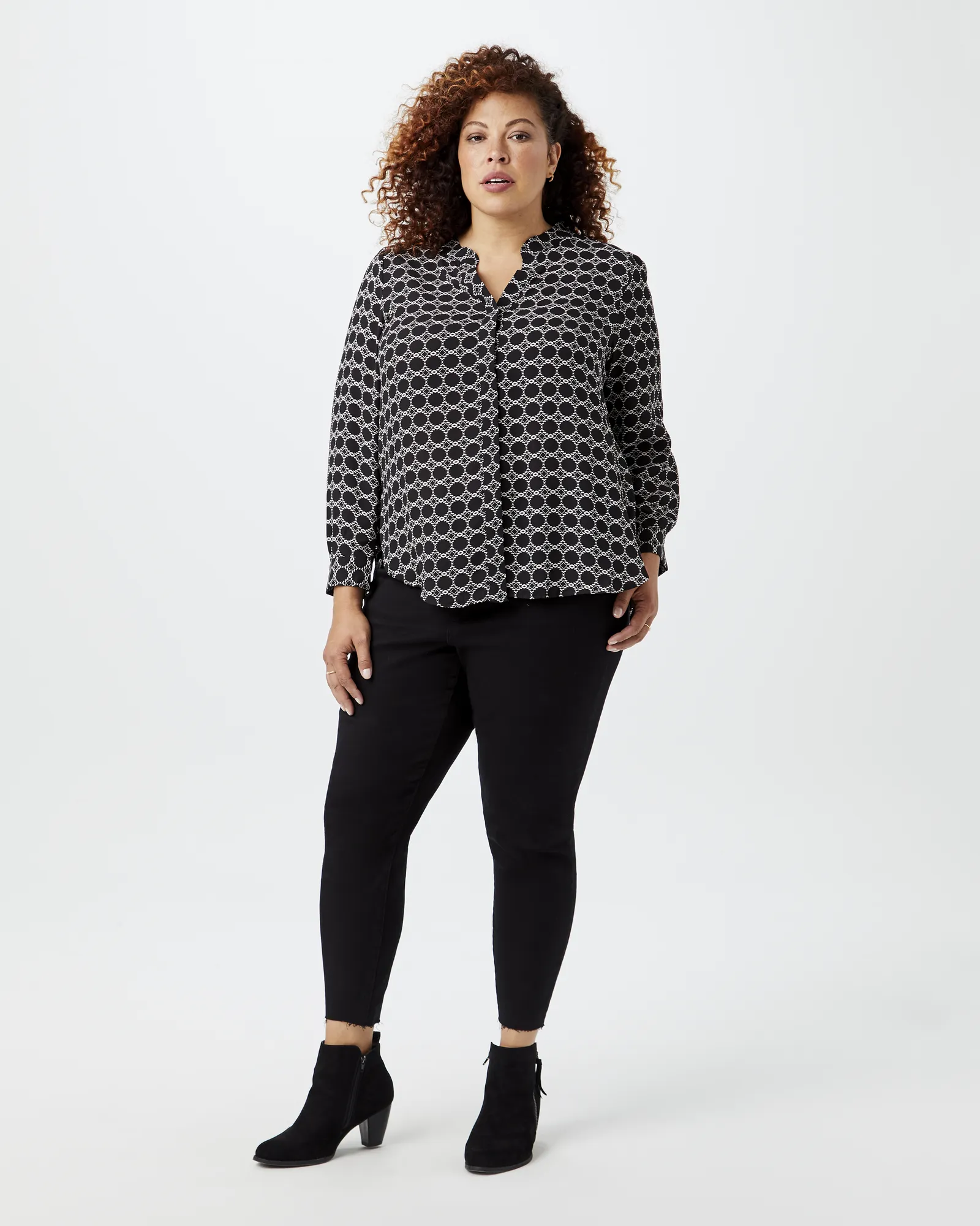 Marceline Notched Collar Blouse | Black / Ivory
