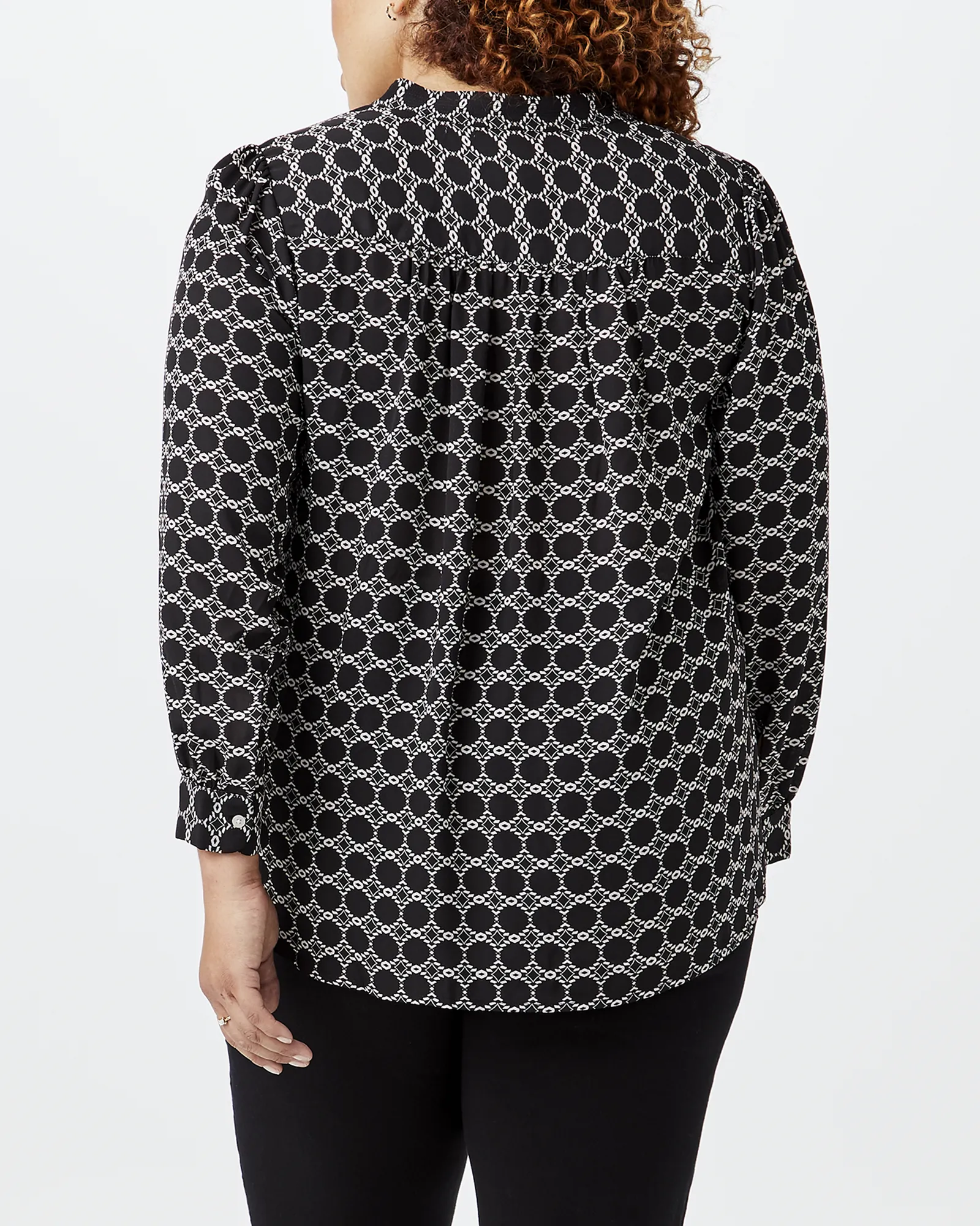 Marceline Notched Collar Blouse | Black / Ivory