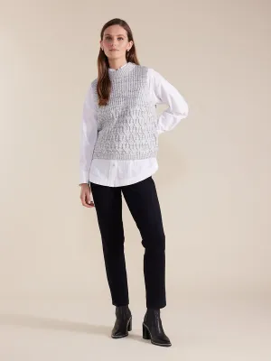 Marco Polo Cable Knit Vest - Winter White