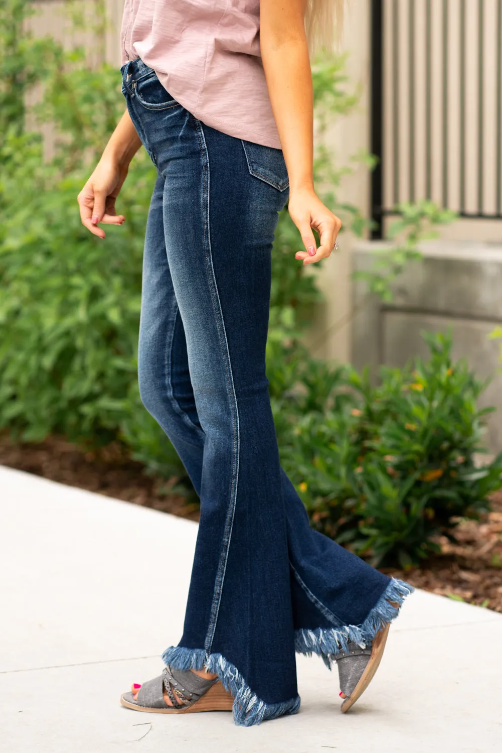 Marcy High Rise Fray Hem Boot Cut