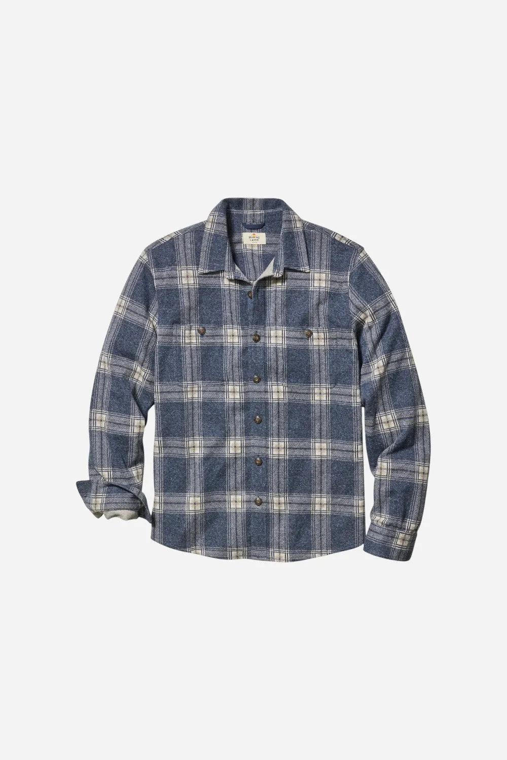 Marine Layer Pacifica Stretch Twill Shirt in Dark Blue Plaid