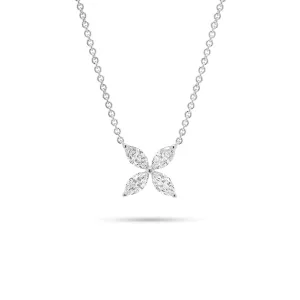 Marquise Diamond Simple Flower Pendant Necklace