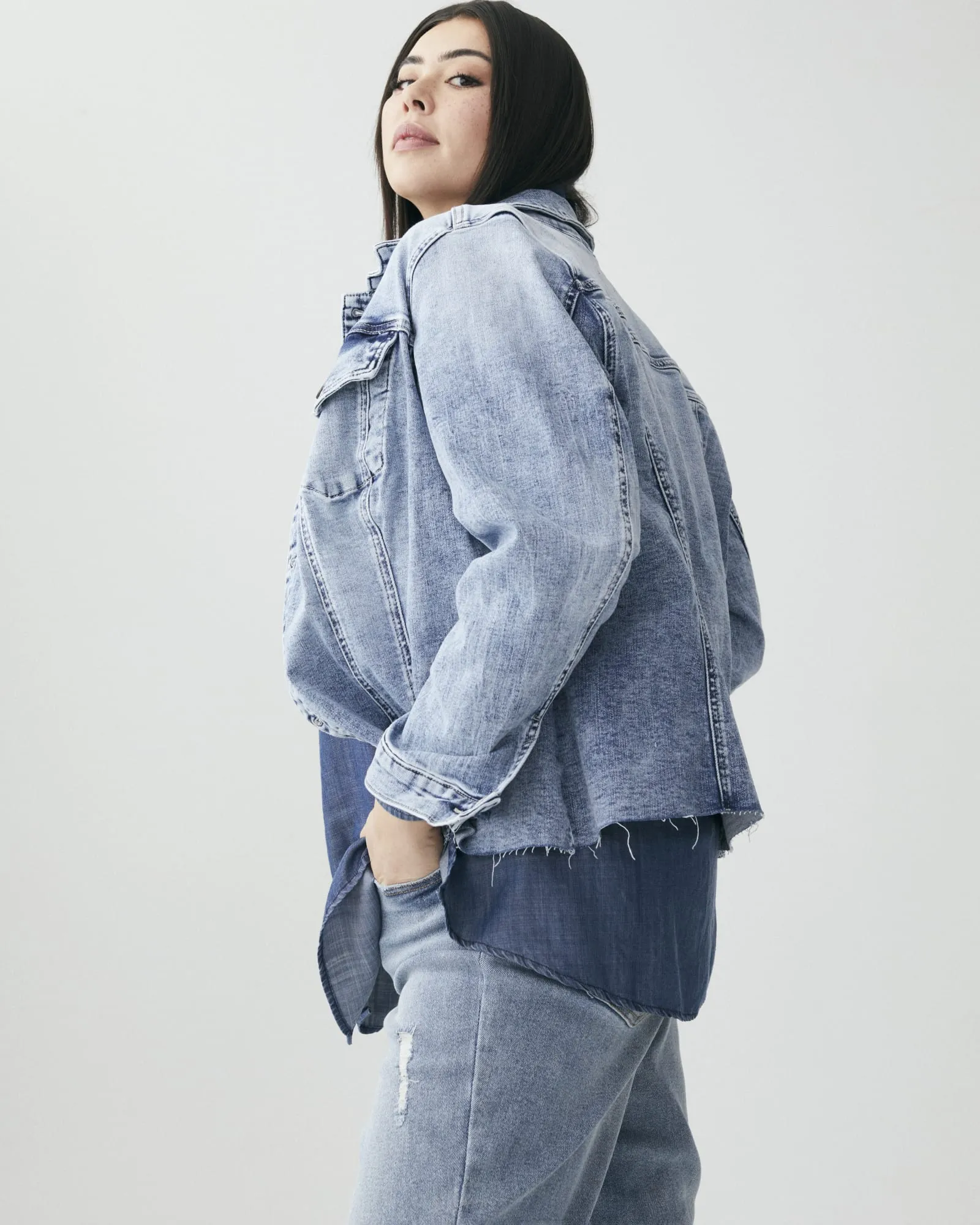 Martha Raw-Hem Denim Jacket | Light Wash