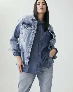 Martha Raw-Hem Denim Jacket | Light Wash