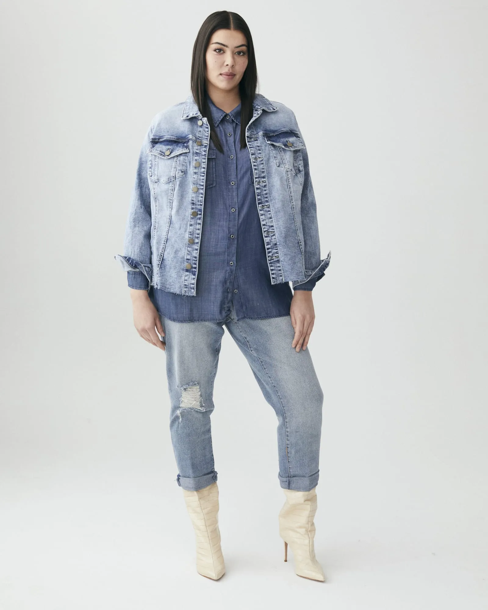 Martha Raw-Hem Denim Jacket | Light Wash