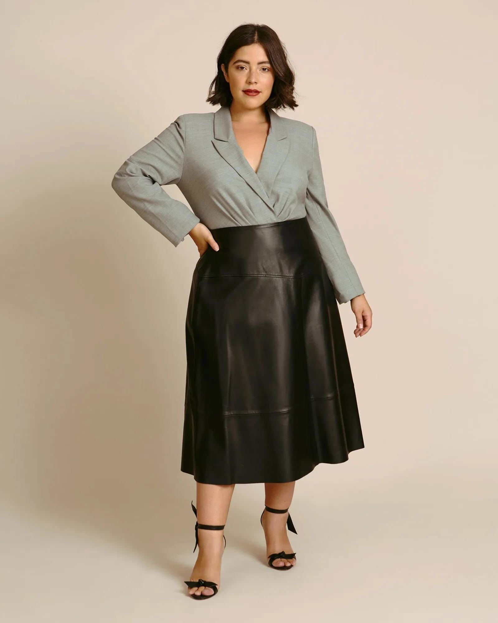 Maryse Blazer Bodysuit | Fumo Grey