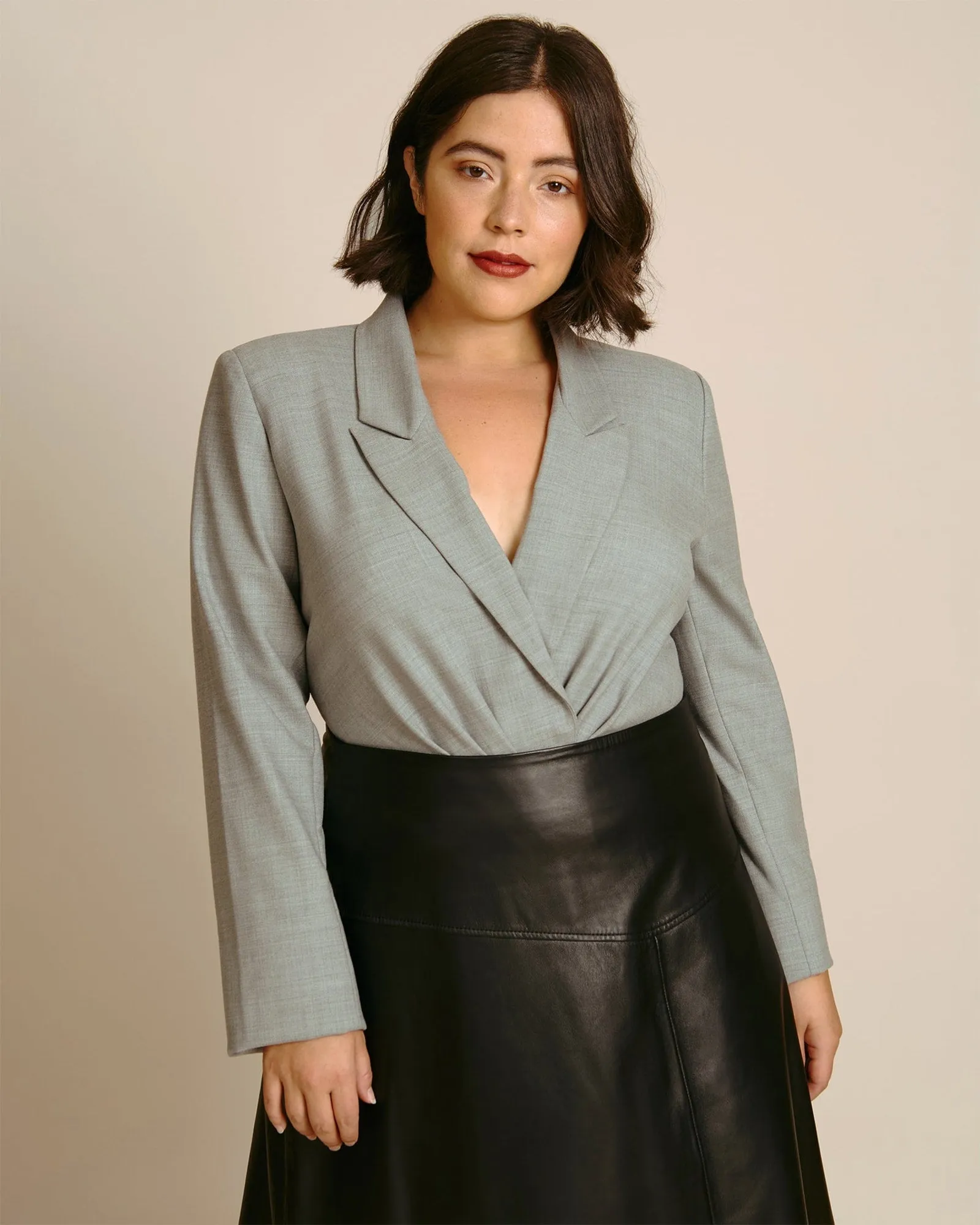 Maryse Blazer Bodysuit | Fumo Grey