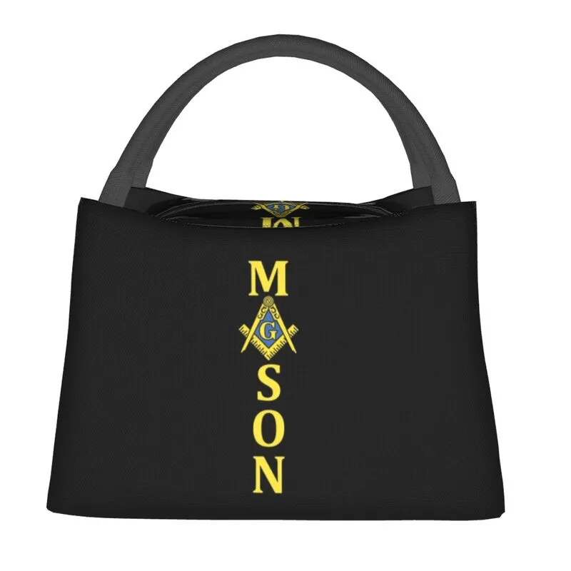 Master Mason Blue Lodge Lunch Bag - Golden Mason Square and Compass G Thermal Insulated
