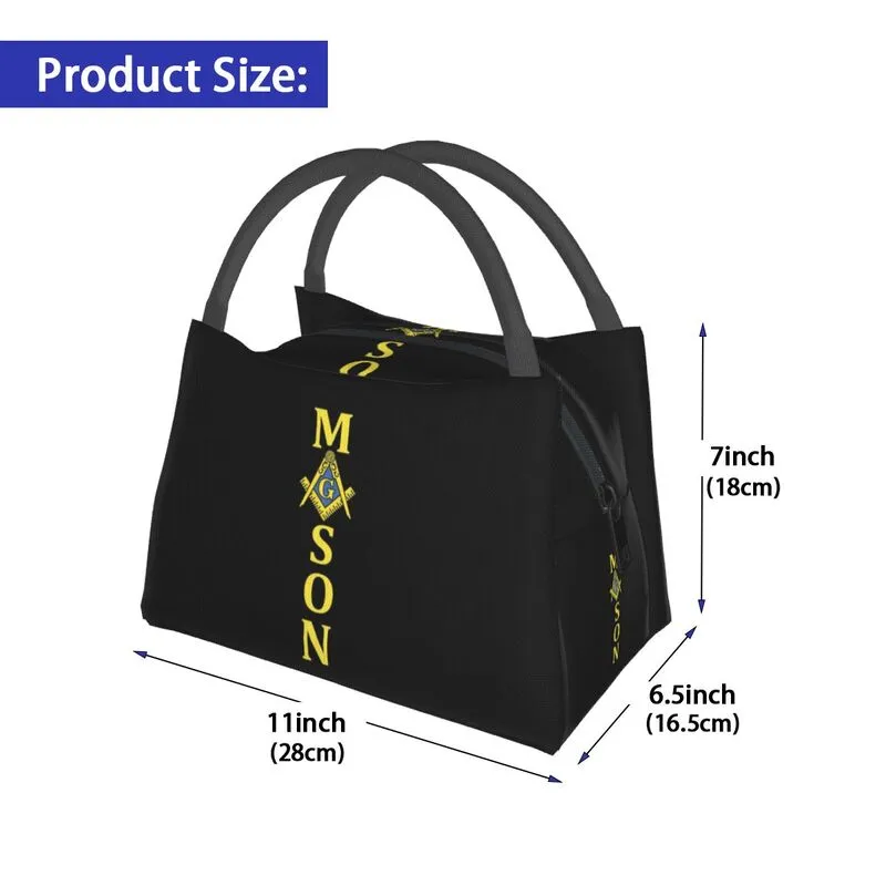 Master Mason Blue Lodge Lunch Bag - Golden Mason Square and Compass G Thermal Insulated