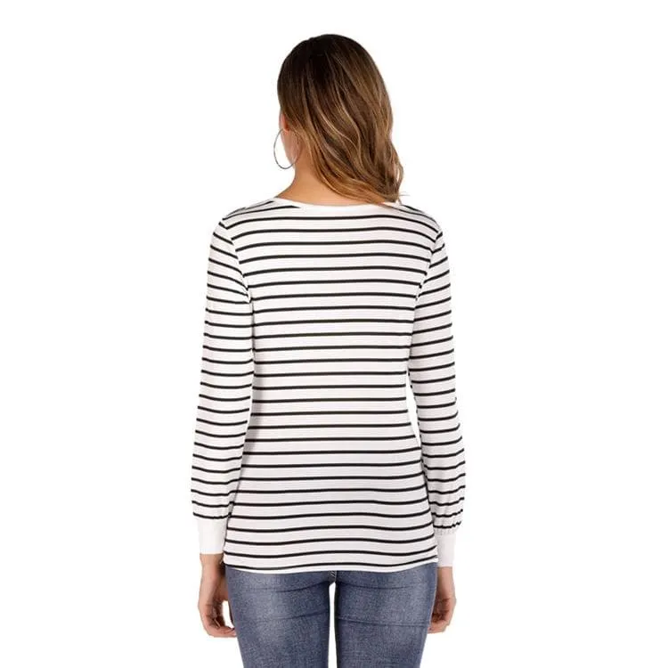 Maternity Stripes Casual Long Sleeve Nursing Top