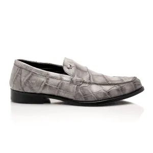 Mauri Chapel in Light Grey Mens Exotic Alligator Slip-on Loafers