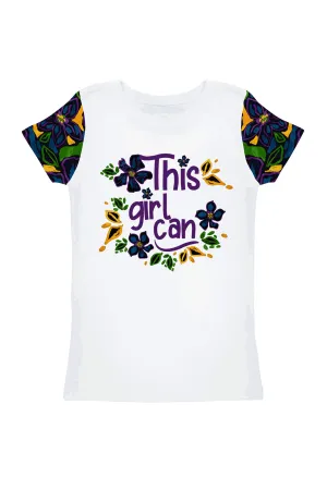 Mauritius Zoe White Floral Print Cute Designer Casual T-Shirt - Girls
