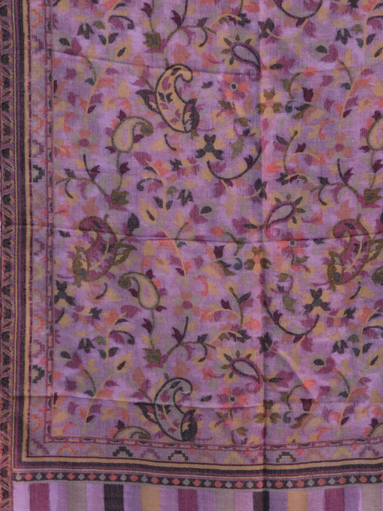 Mauve Mustard Kani Jamawari Pure Cashmere Wool Stole - S200544