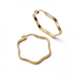 Maxi Wavy Hoop In 18ct Gold Plated Earrings E3100_GP