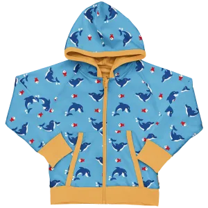 Maxomorra Dolphin Organic Cotton Reversible Zip Hoodie