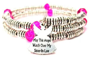 May This Angel Watch Over My Sister In Law Curly Coil Wrap Style Bangle Bracelet