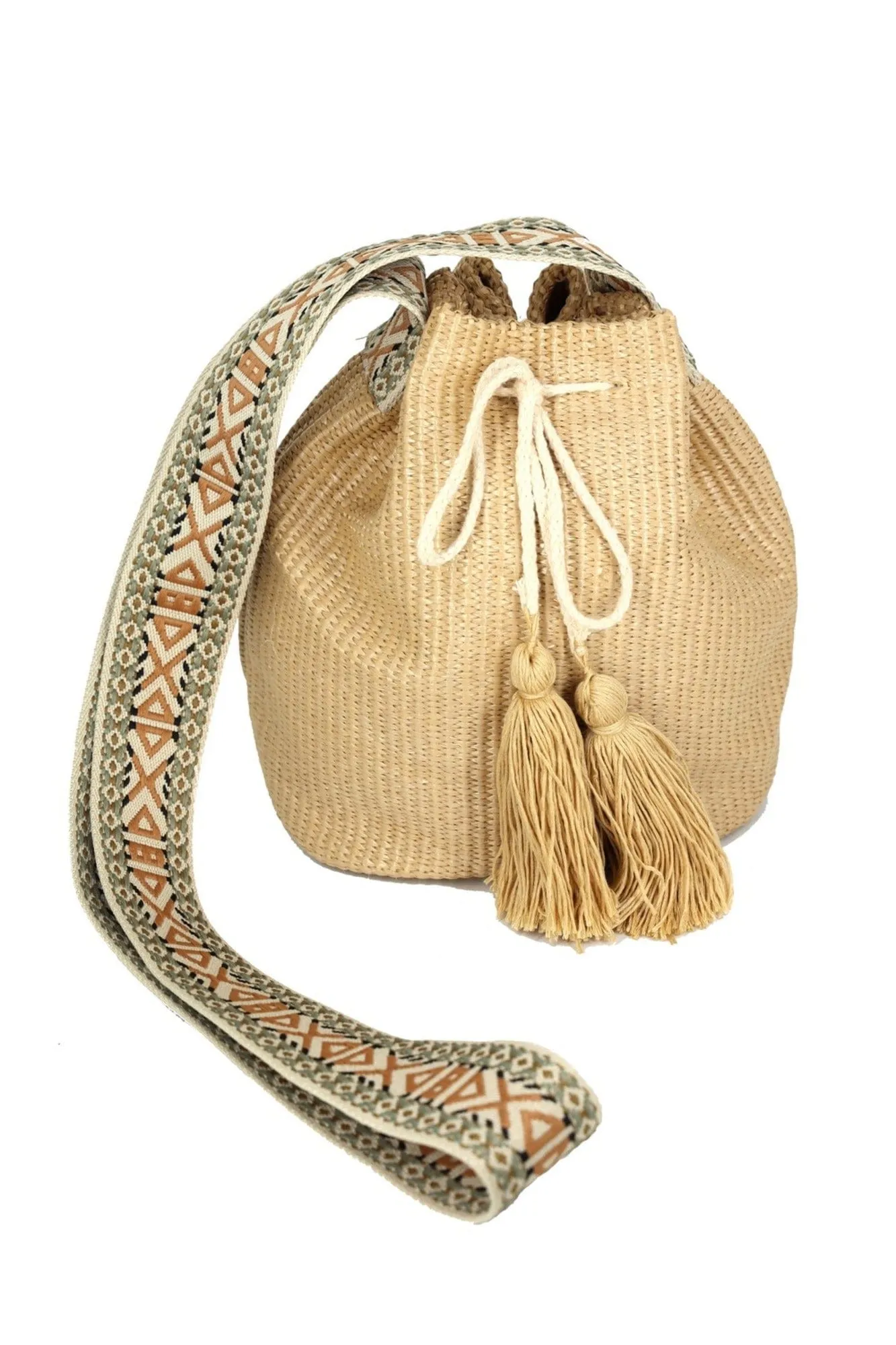 MB0238 Sol Multi Color Bucket Bag With Aztec Strap