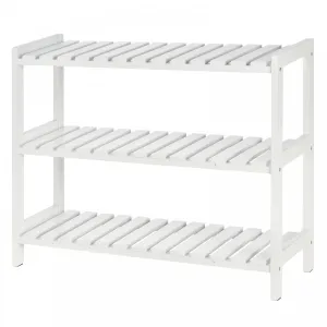 MDF 3-Tier Slatted Shoe Rack White