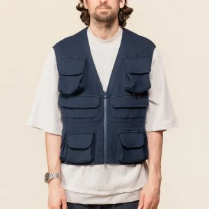 Meanswhile - Cotton Knit Luggage Vest - Navy Blue