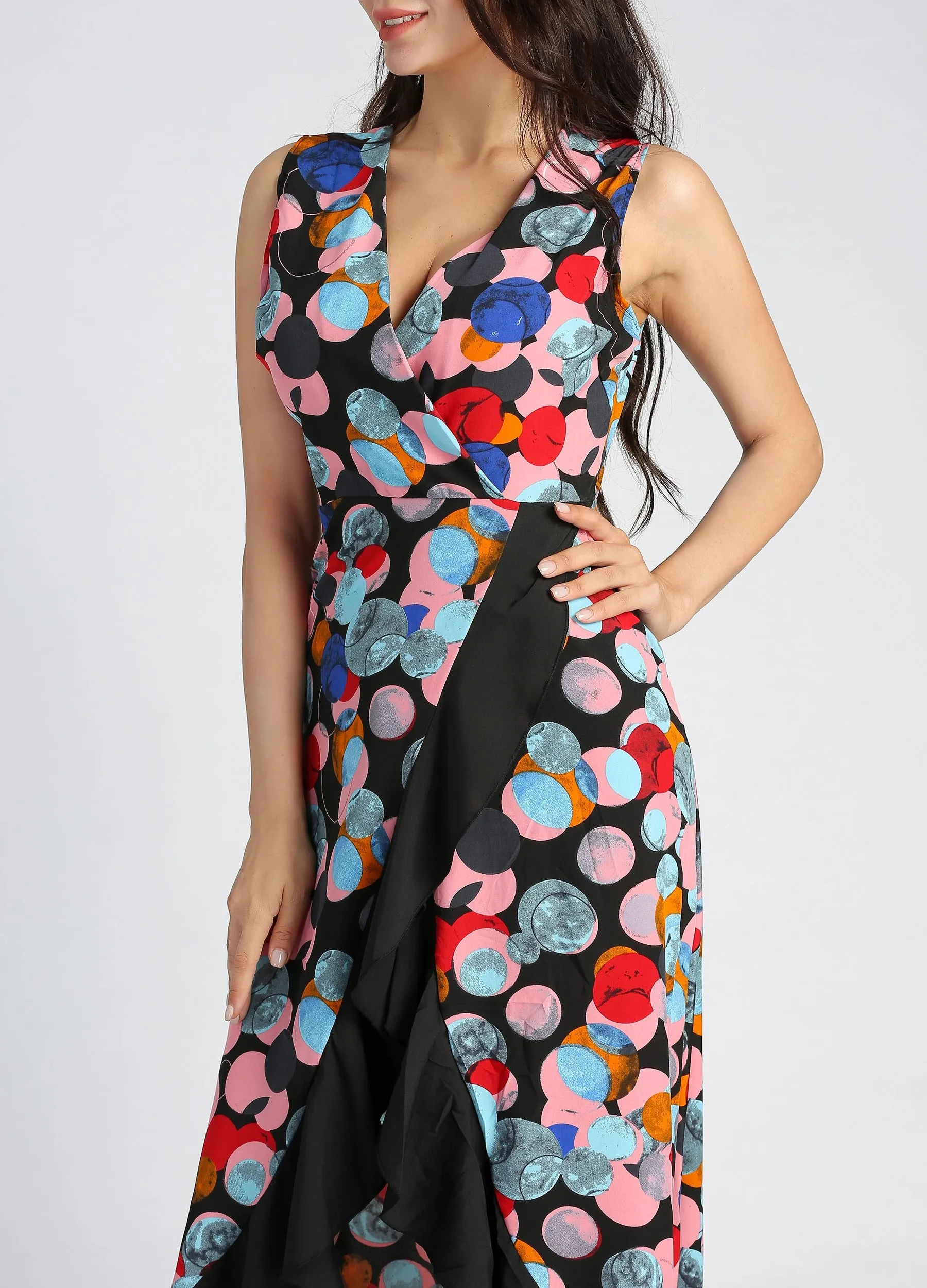 MECALA Women's Deep V-Neck Front Slit Maxi Dress