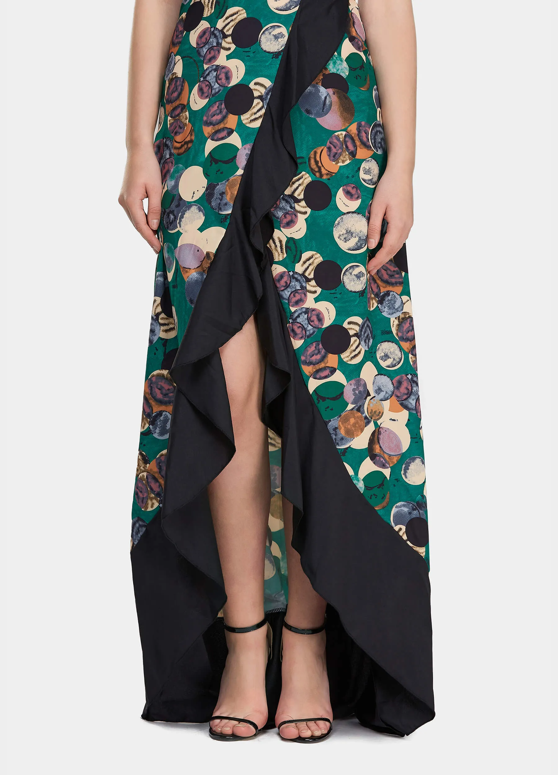 MECALA Women's Deep V-Neck Front Slit Maxi Dress